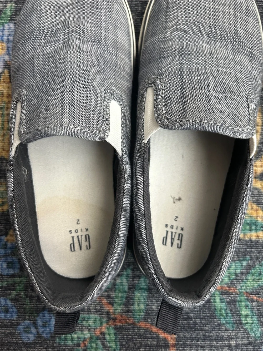 Gap Boys Blue Chambray Slip-On Sneakers, Size 2